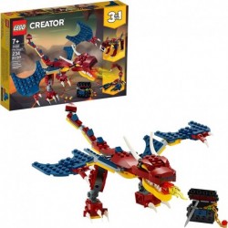 LEGO Creator 3in1 Fire Dragon 31102 Building Kit, Cool Buildable Toy for Kids 234 Pieces
