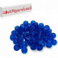 LEGO Parts Accessories Transparent Dark Blue Round 1 X Plates 100 Pieces