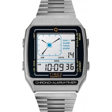 Reloj TW2U72400V3 Timex Q LCA Reissue Digital 33mm Silver