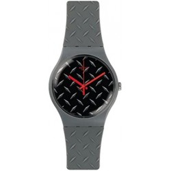 Reloj SUOM102 Swatch Text ure Matte Black Dial Grey Plastic Rubber Quartz Men's Watch