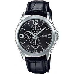 Reloj MTP V301L 1A Casio Men's Standard Leather B Multifunction Black Dial Watch