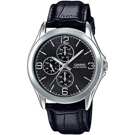 Reloj MTP V301L 1A Casio Men's Standard Leather B Multifunction Black Dial Watch