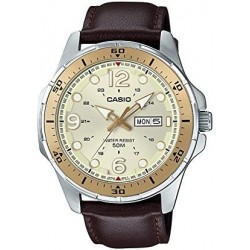 Reloj MTD 100L 9AVDF A1155 Casio MTD100L 9AV Men's Gold Dial Brown Leather Watch 50M