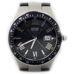 Reloj W95130G1 Guess Mens Black Dial Roman Numerals Stainless Steel Case Leather Strap Watch