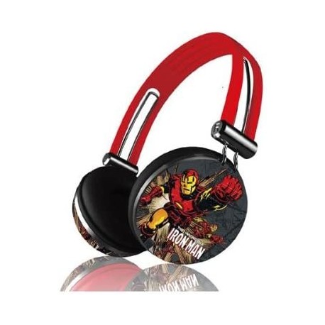 Audífonos iHip MVF HP28 RT 1 Marvel Comics Pro Audio On Ear Headphones line Mic Iron Man Black Red