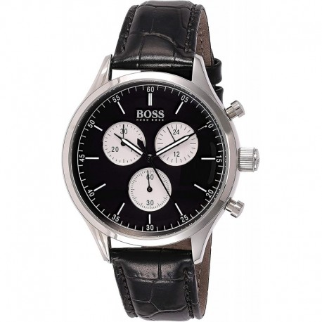 Reloj 1513543 Hugo Boss Companion Black Dial Leather Strap H (Importación USA)