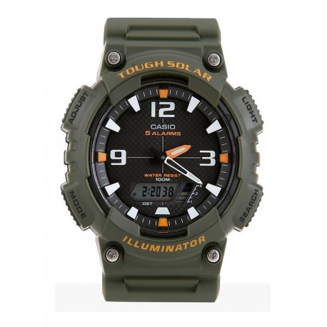 Reloj Casio Aq-s810w-3a Para Caballero Verde-naranja
