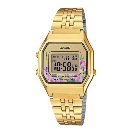 Reloj Casio La680wga-4c Para Dama Dorado/ Flores