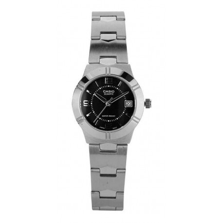 Reloj Casio Ltp-1241d-1a Para Dama Plateado/negro