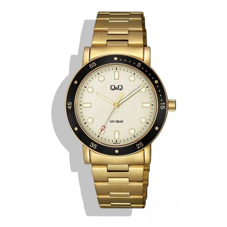 Reloj Q&q Qb85j010y Dorado Unisex Original