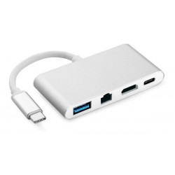 Adaptador Convertidor 4 En 1 Tipo C A Hdmi Ethernet Usb Pd