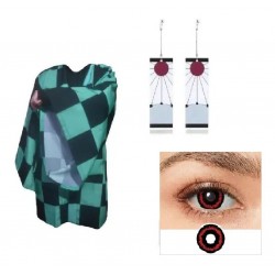 Kimetsu No Yaiba Demon Slayer Disfraz Tanjiro Kimono Aretes