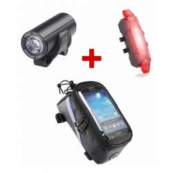 Combo Accesorios Bicicleta Bolso Porta Celular Y Luces