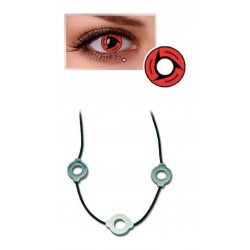 Lentes De Contacto Rojo Sharingan Itachi + Collar Cosplay