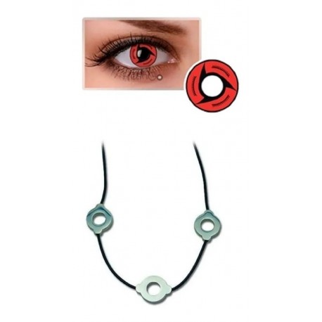 Lentes De Contacto Rojo Sharingan Itachi + Collar Cosplay