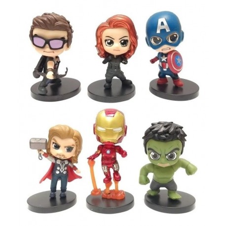 Figuras Marvel Avengers Cabezones Colección Set X 6