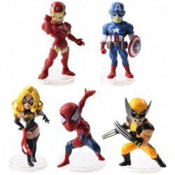Figuras Marvel Set X5 Miniaturas Ironman Spiderman Wolverine