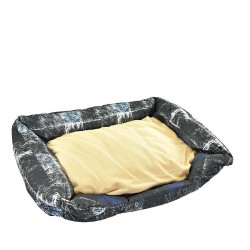 Cama Para Mascota Cuadros Grandes Negro/azul Pequeño