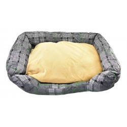 Cama Para Mascota Cuadros Grandes Negro/gris Pequeño
