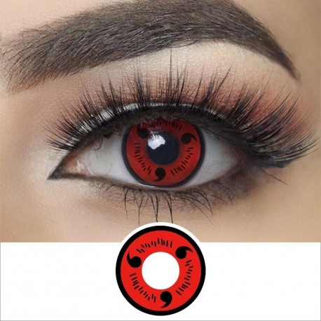 Lentes De Contacto Rojo Cosplay Naruto Sharingan 3 Aspas 1