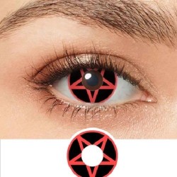 Lentes De Contacto Cosméticos Negro Pentagrama Rojo Cosplay