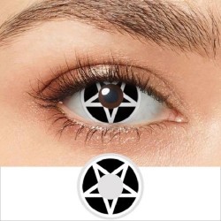 Lentes De Contacto Cosméticos Negro Pentagrama Blanco