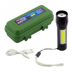 Linterna 3 En 1 Recargable Usb Estuche Militar Zoom Dq20004