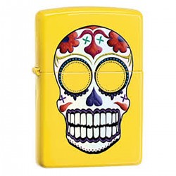 ¡ Zippo Stamp Day Of The Dead Skull Lemon 24894 Amarillo !!