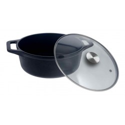 Olla 4qt Con Tapa Vidrio Negro Mate 3.8 Litros