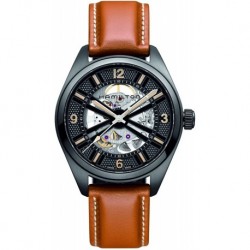 Reloj H72585535 Hamilton Khaki Black Dial Automatic Brown Le (Importación USA)