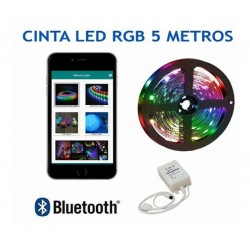 Cinta Luz Led Tira Multicolor Rgb 5 Mts Bluethooth + Control