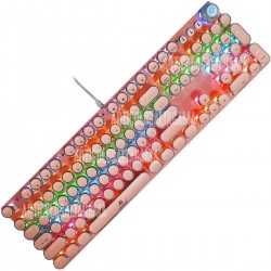 Teclado Gamer Mecánico Teclas Redondas Led Rgb Con Ñ Rosado