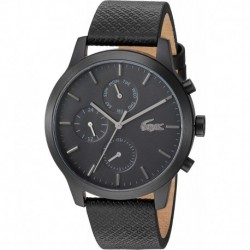 Reloj Lacoste 2010997 Black pvd Quartz with Leather Strap 19 (Importación USA)