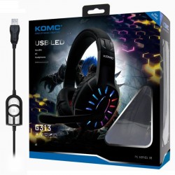 Audífonos Diadema Gamer Komc G313 Usb Micrófono Luces Led