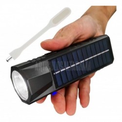 Linterna Recargable Con Panel Solar + Mini Lampara Flexible
