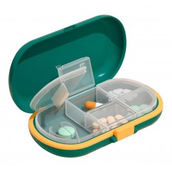 Pastillero Organizador Con Cortador Y Cuatro Compartimientos