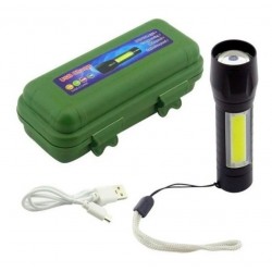 Linterna 3 En 1 Recargable Usb Estuche Militar Zoom Dq20004