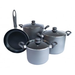 Batería De Cocina 7 Piezas Antiadherente Tapa De Vidrio