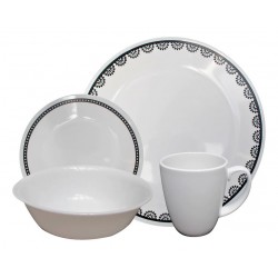 Vajilla 4 Puestos 12 Piezas Corelle Blanck And White
