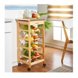 Carro Organizador Verduras 37x81x37 Cm 4 Canastos Pino