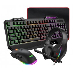 Combo Gamer Rgb Teclado Alfombrilla Audífono Mouse Alambrico