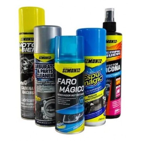 Combo Limpieza Motos Simoniz Espuma Lubricante Desinfectante