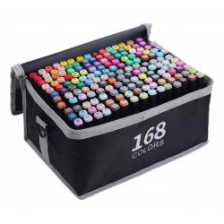 Kit Marcadores De Alcohol X 168 Pcs Plumones Doble Punta