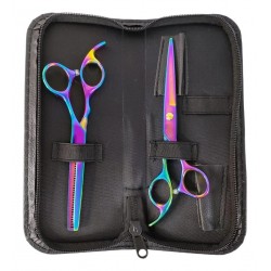Set Estuche Tijera Peluquería Grafiladora Deslizante Titanio
