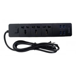 Multitoma Polo Tierra Toma Corriente Extensión 4 Puertos Usb