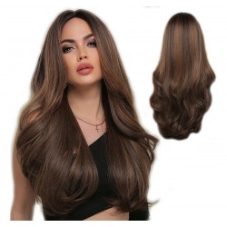 ! Peluca 60cm Castaño Claro Color Pelo Liso Natural !!