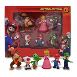 Super Mario Bros Donkey Luigi Colección 6 Figuras En Caja