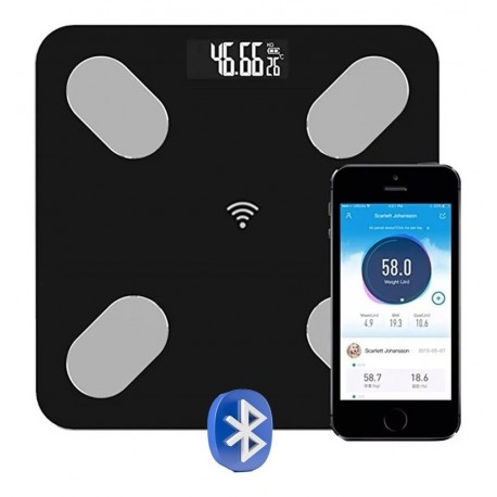 Bascula Pesa Vidrio 180kg Inteligente Con Bluetooth Digital