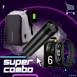 COMBO RELOJ M6+ TERMO INT + MALETA ANTIRROBO HOMBRE