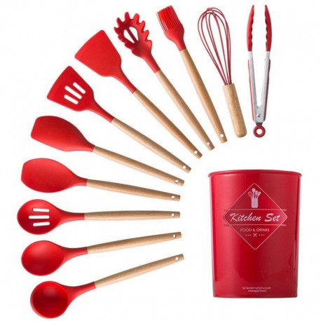 Set 12 Utensilios De Cocina Silicona Res